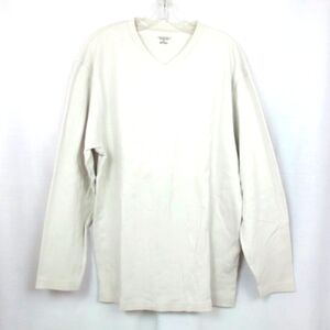 New Geoffrey Beene Cream Textured Relaxed Fit Classic Comfort Cotton Shirt M